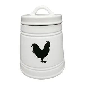 Ceramic 7" Rooster Canister, White
