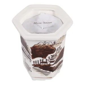 4\", 6oz Chinoiserie Candle, Brown/white