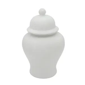 18'' WHITE MATTE TEMPLE JAR