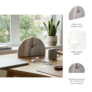 10x6\" Half Dome Marble Clock, Beige