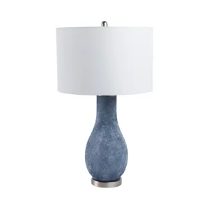 29x17\" Frosted Glass Teardrop Table Lamp, Dark Blu