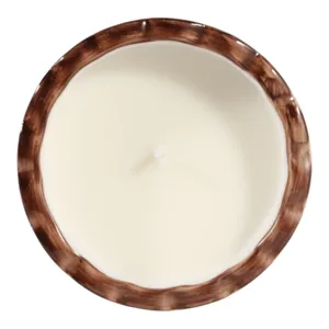 4\", 7oz Fluted Chinoiserie Candle, Brown/white