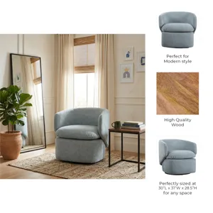 31x30" Modern Swivel Accent Chair, Light Blue