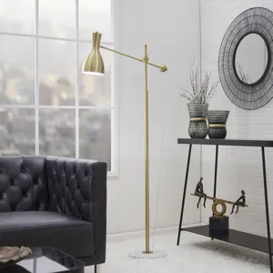 Metal 66" Pivot Arm Floor Lamp, Gold - Kd