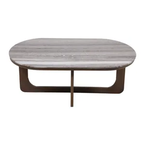 45x25\" Morchana Marble Top Coffee Table, Gray/brow