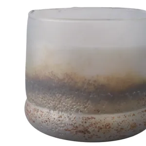 4\" 12 Oz Lakeside Rain Frosted Glass Candle, Blue