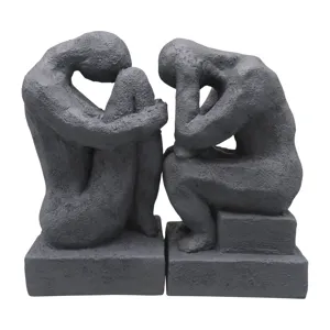 7" Thinking Man Bookends, Charcoal