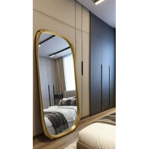 90x42" Ribbed Curved Mirror, Gold