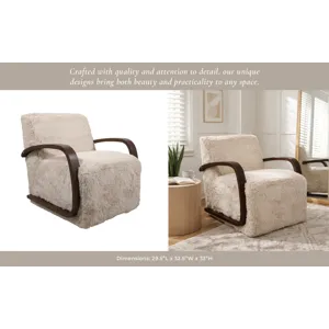 32x31" Faux Fur Accent Chair, Ivory/brown