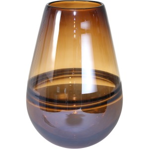 Glass, 11" Handmade Oval Vase, Brown