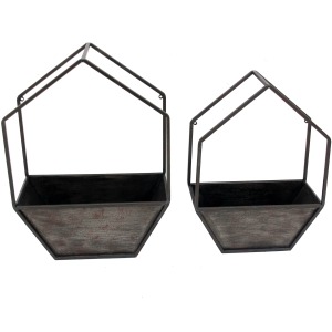 S/2 Metal Wall Planter, Black