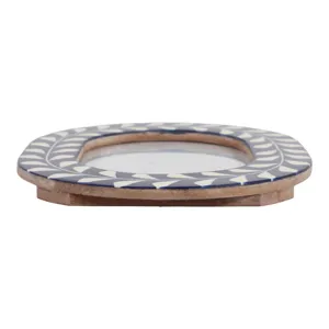 5x7 Vine Inlay Oval Photo Frame, Navy/ivory