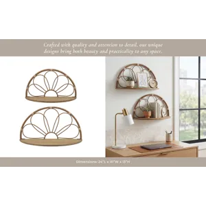 Ec S/2 11/13" Arched Flower Wall Shelves,brown