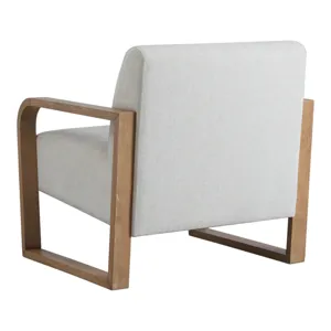 34x31" Open Arm Accent Chair, Ivory/brown
