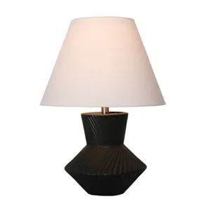 23\" Ribbed Totem Table Lamp, Black/white