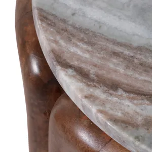 18x14\" Mrble Top Inlay Wood Accent Table,ivry/brwn