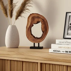 25x16" Open Wood Disc On Stand, Brown/black