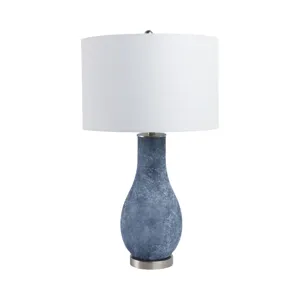 29x17" Frosted Glass Teardrop Table Lamp, Dark Blu