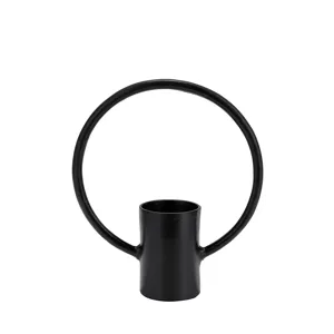 Metal Full Circle Tea Light Stand, Black - Small