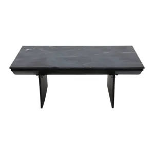 46x24\" Modern Marble Top Coffee Table, Black
