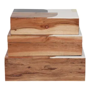 S/3 10/11/12\" Mid-century Boxes, Multi