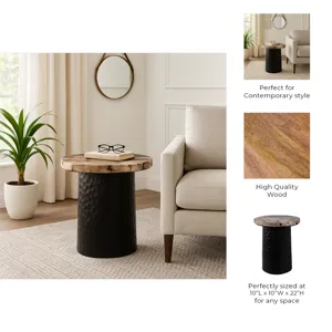 18\" Petrified Wood Top Accent Table Dimple Base