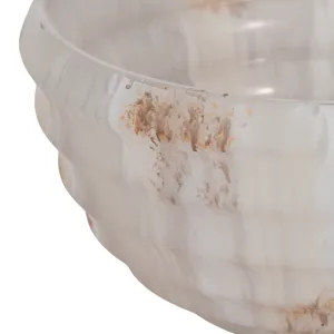 9\" Glass Pedestal Bowl Opal Finish, Ivory Multi
