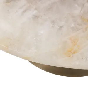 30x16\" Agate Top Metal Base Coffee Table, White/go
