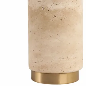 26x13\" Travertine Lamp With 2 Pulls, Tan