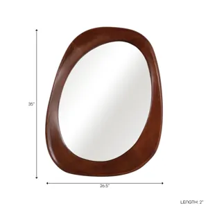 36x25" Organic Shaped Wood Mirror, Natural