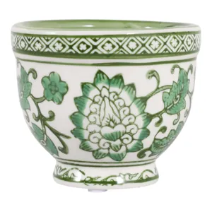 4\", 6oz Bowl Chinoiserie Candle, Green/white