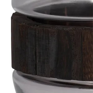 Glass, 10\" Belly Vase W/ Wood Band, Clear