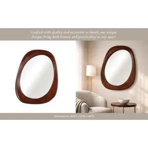 36x25" Organic Shaped Wood Mirror, Natural