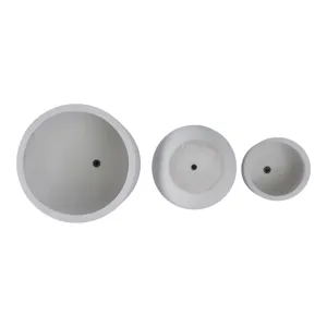 S/3 9/12/15\" Rounded Cement Planters, White