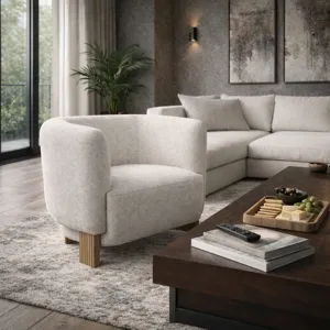 32x30" Modesto Accent Chair, Ivory/brown