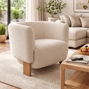 32x30" Modesto Accent Chair, Ivory/brown