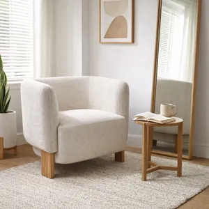 32x30" Modesto Accent Chair, Ivory/brown