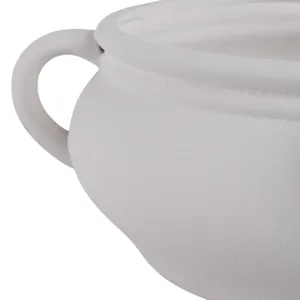 12\" Textured Bowl With Handles, White