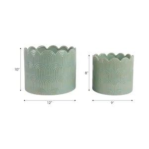 S/2 9/12\"  Arch Planters, Sage Green