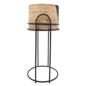 S/2 Round Planter Stands, Black/brown