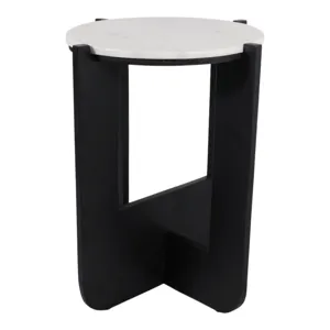 19x16" Criss-cross Marble Top Accent Table,wht/blk