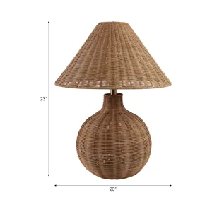 23x20\" Woven Rattan Table Lamp, Natural