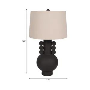 30\" Eared Totem Table Lamp, Black