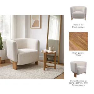 32x30" Modesto Accent Chair, Ivory/brown