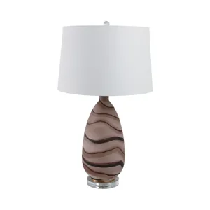 29x17\" Marbled Glass Table Lamp, Brown