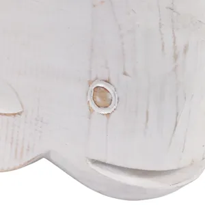12x8" Alibizia Wood Whale, White