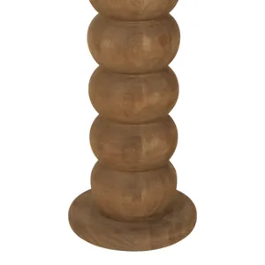 15" Wooden Table Lamp With Cotton Linen Beige Shad