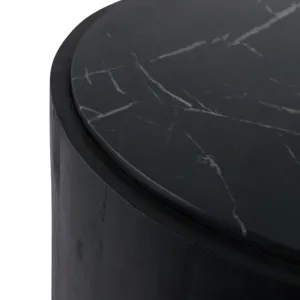 18x18 Marble Inlay Rnd Accent Table, Blk/wht