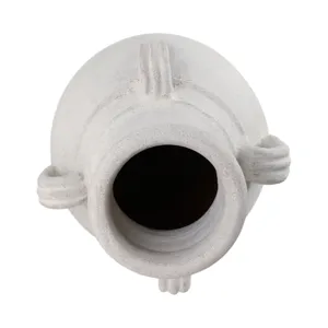 39\" Terracotta Floor Vase W/handles, Ivory