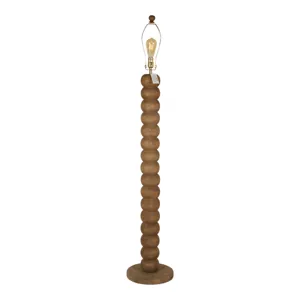 62" Wooden Floor Lamp W/ Cotton Linen Beige Shade